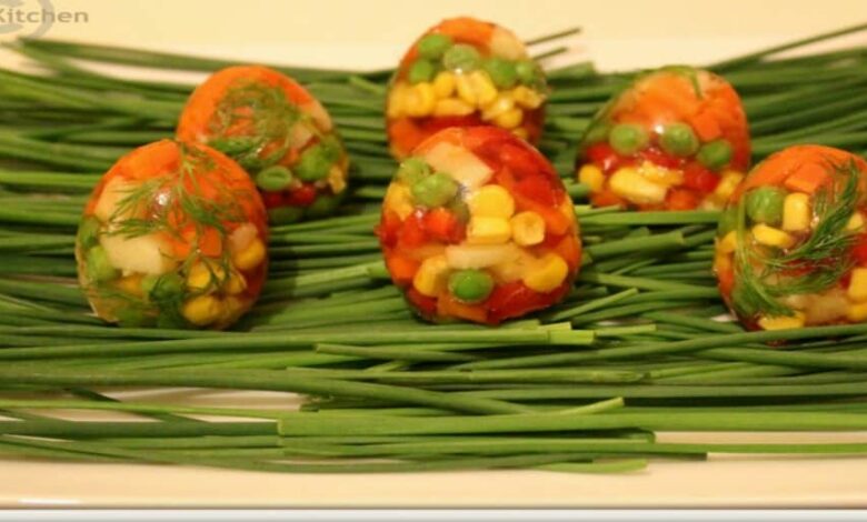 aspic de legume in coaja de ou
