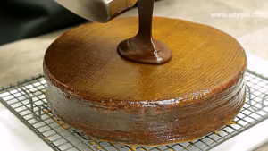 Tort Sacher cu ciocolata si gem de caise glazura