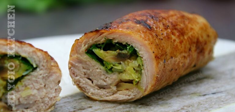 Cotlet de porc la cuptor umplut cu ciuperci si ceapa verde adygio kitchen