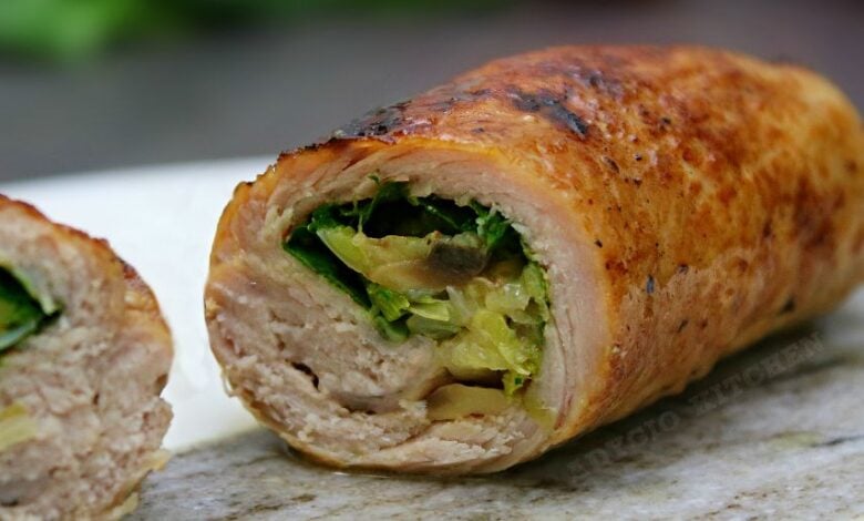 Cotlet de porc la cuptor umplut cu ciuperci si ceapa verde adygio kitchen