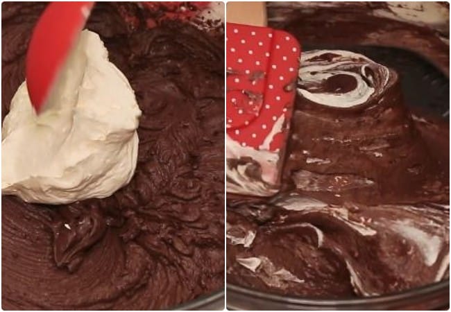 incorporare frisca in amestecul cu cacao